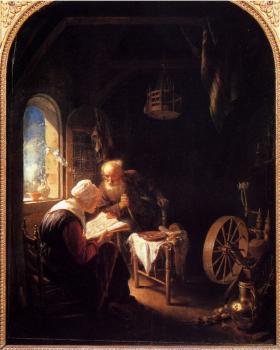 Gerrit Dou : The Bible Lesson Or Anne And Thomas
